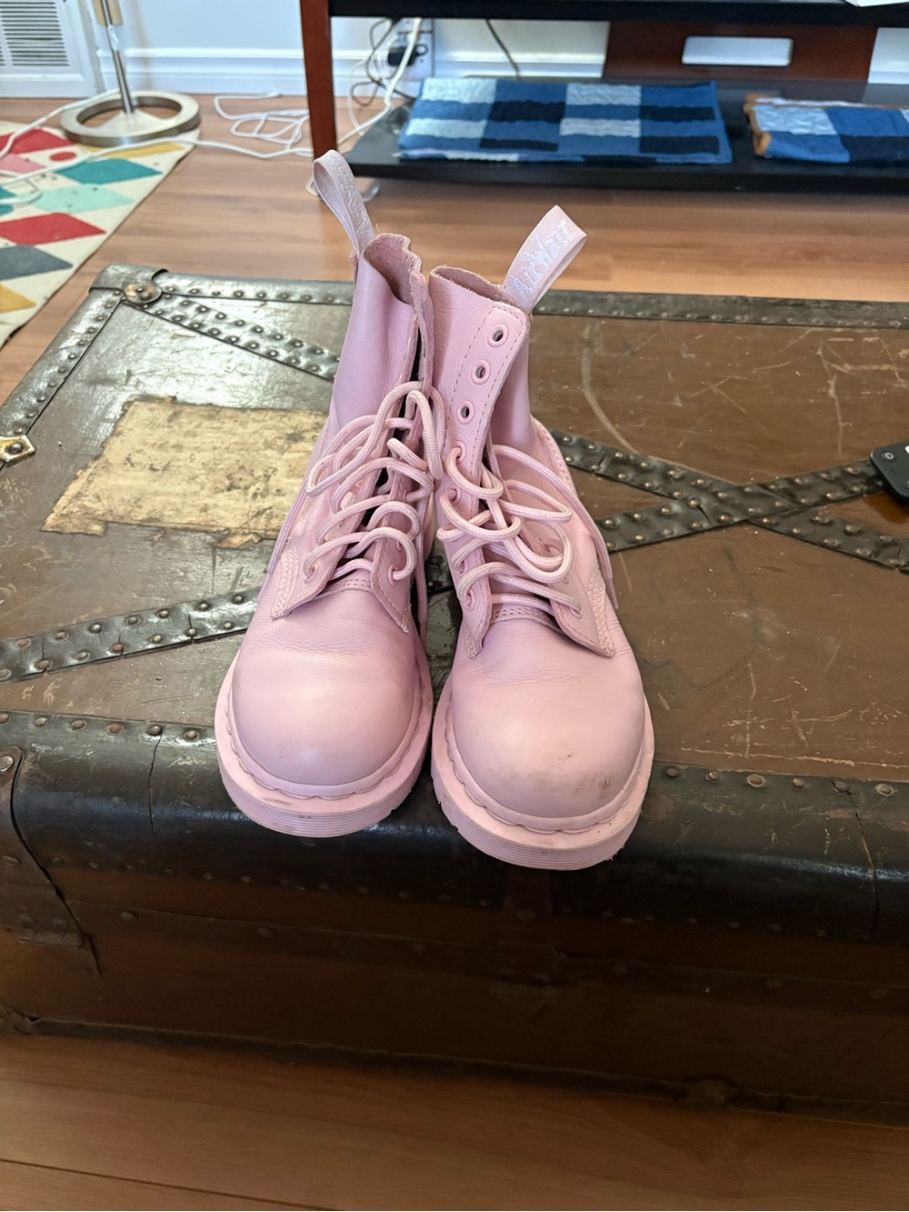 Dr. Martens Pink Lace-Up Leather Boots (discontinued)